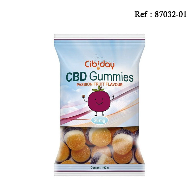 Bonbons gomme CBD Passion - Cibiday (20mg CBD) sachet de 100g