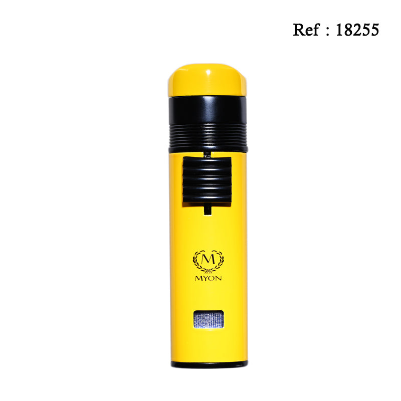 Briquet Cigares triple jet Edition Racing Myon Jaune & repose-cigare