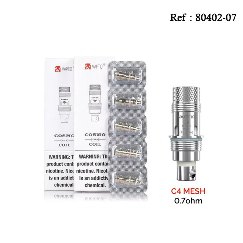 Résistances Cosmo C4 : 0.7 Ohm Mesh (5pcs) Vaptio - Jagsmoke®