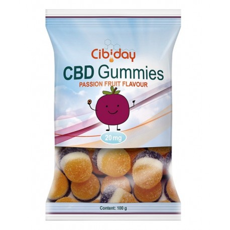 Bonbons gomme CBD Passion - Cibiday (20mg CBD) sachet de 100g - Jagsmoke